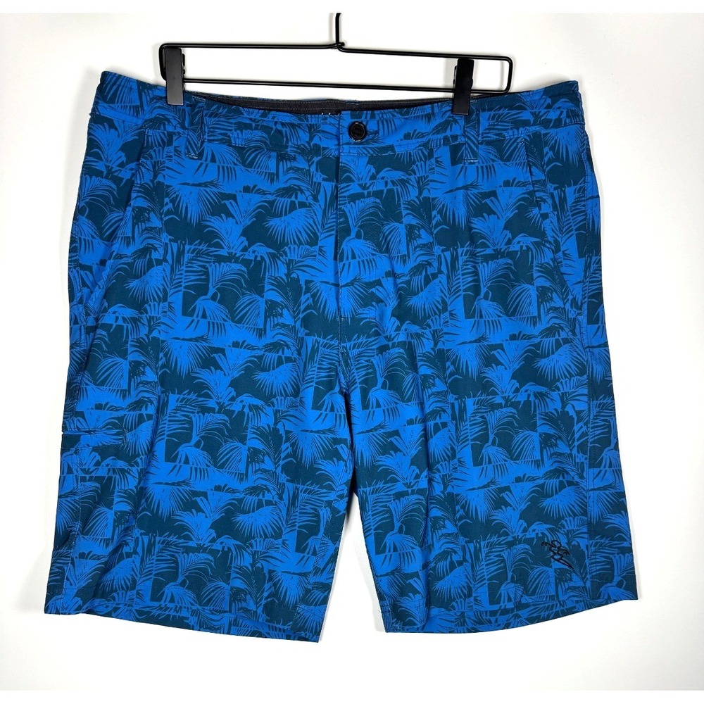 Da Hui Board Shorts Mens 38 Blue Palm Print Hybrid Collection Surf Swim Trunks